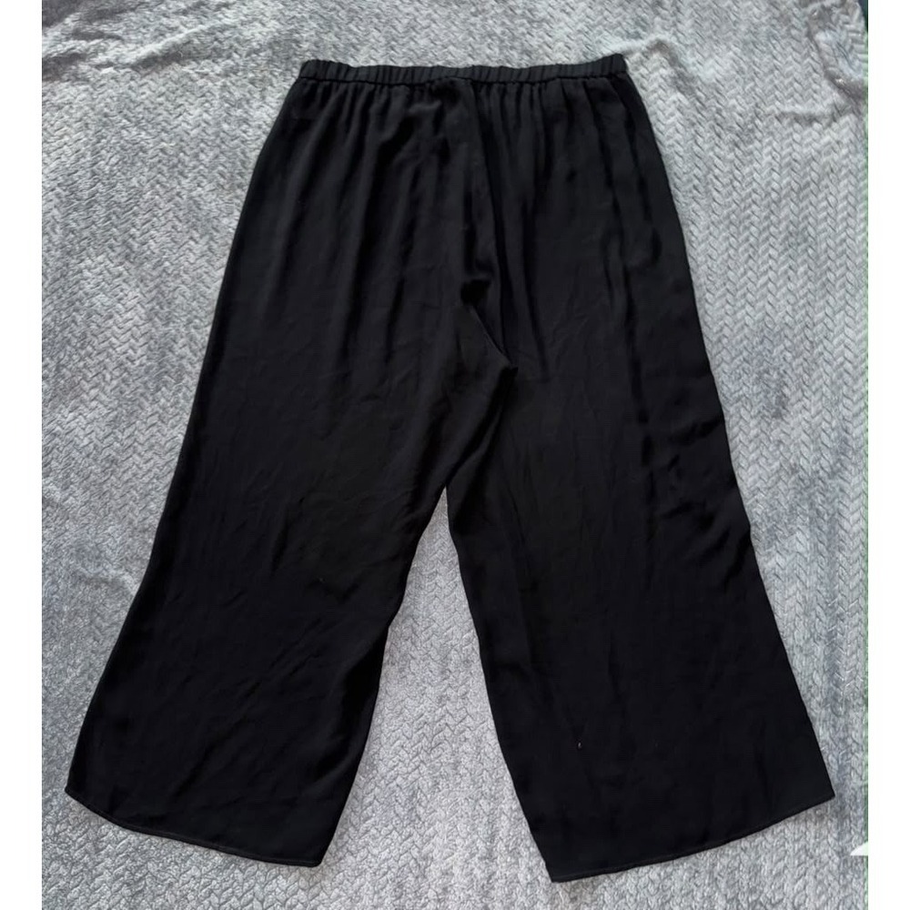 Eileen Fisher Black Silk Wide Leg Cropped Pants Lagenlook Size Medium - Picture 5 of 9